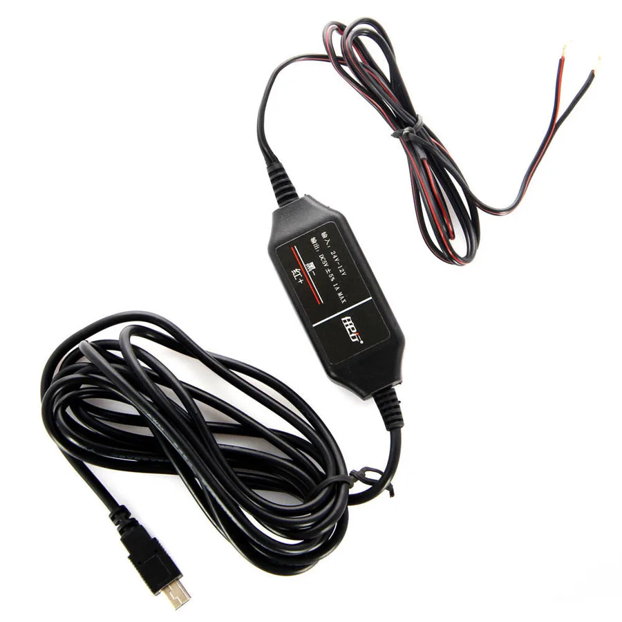 2 5m 12v To 5v Hard Wire Adapter Cable Mini Usb Jack For