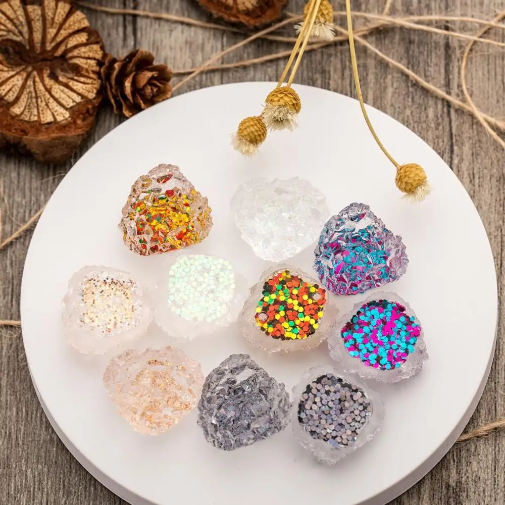 

5Pcs Gliter Korean Shaped Stone Flatback Resin Cabochon DIY handmade Crafts For button pendant jewelry accessories