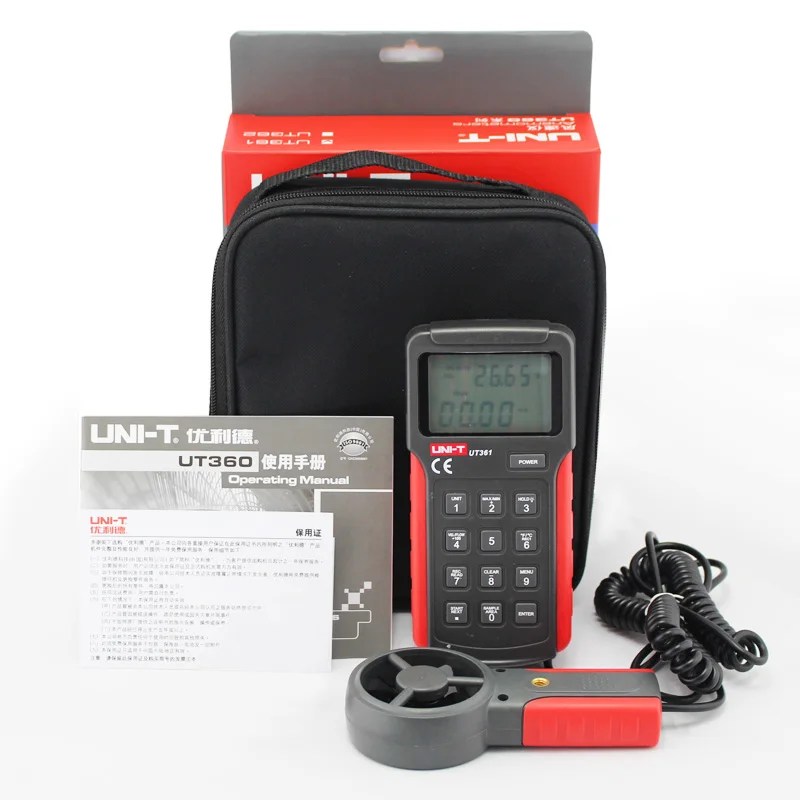 UNI-T UT361 UT362 анемометр для хранения данных, измеритель скорости ветра, ЖК-дисплей с подсветкой, расходомер воздуха, измерение температуры с хранением данных/подключением к ПК - Цвет: UT361