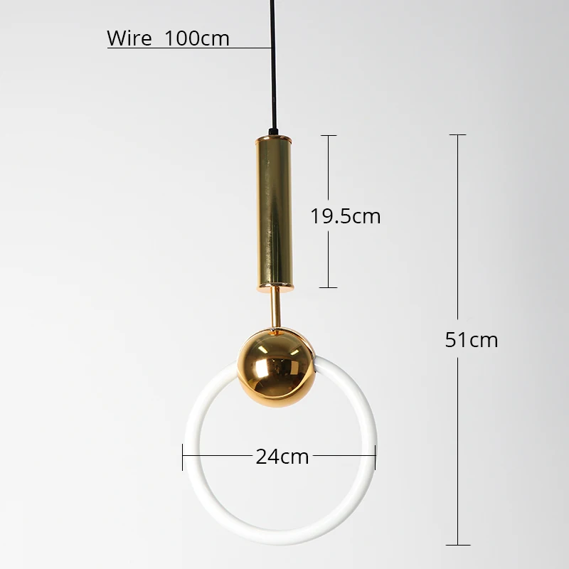 Современный подвесной светильник для столовой с золотым кольцом, подвесной светильник для спальни, домашнее освещение в помещении, светильники с алюминиевым металлическим покрытием