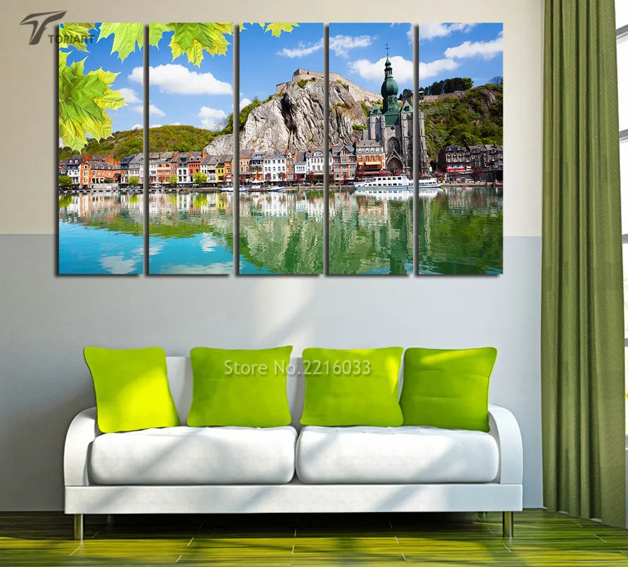 Church Wall Decoration canvas art 5 panel church of dinant home office wall decoration Church Wall Decoration canvas art 5 panel church of dinant home office wall decoration