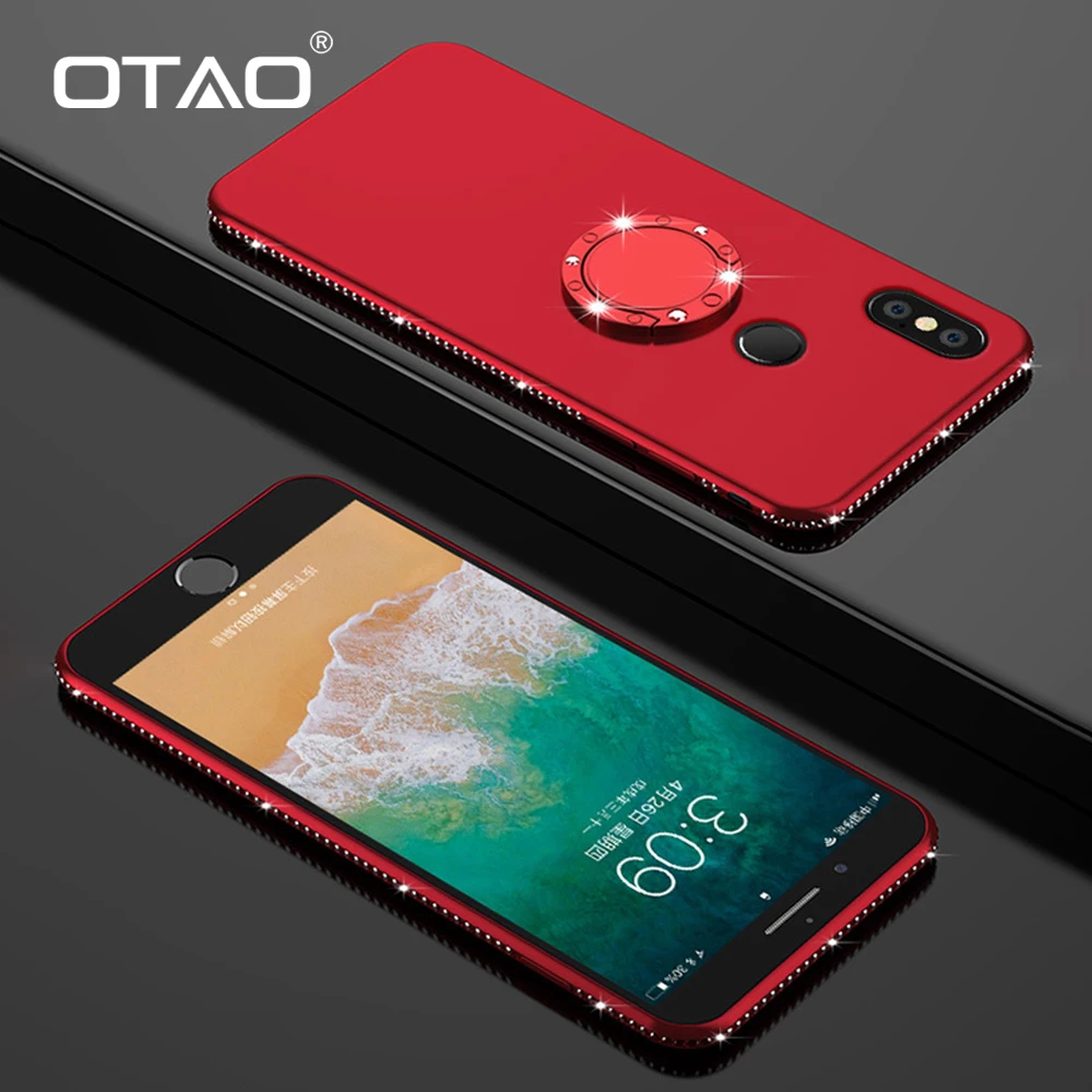 

OTAO 3D Bling Diamond Magnetic Case For Xiaomi Mi 8 SE 6 Max 3 Cases For Redmi 5 6A Pro Note 6 5 4 Plus Finger Ring Holder Cover