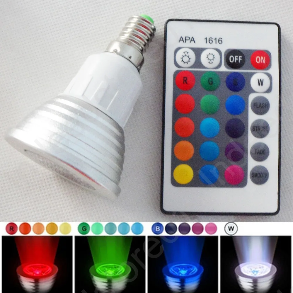 

MARSWALLED High Quality E14 3W RGB LED Spotlight 16 Color LED Lamp AC85-265V+24 keys IR Remote Controller for Bedroom
