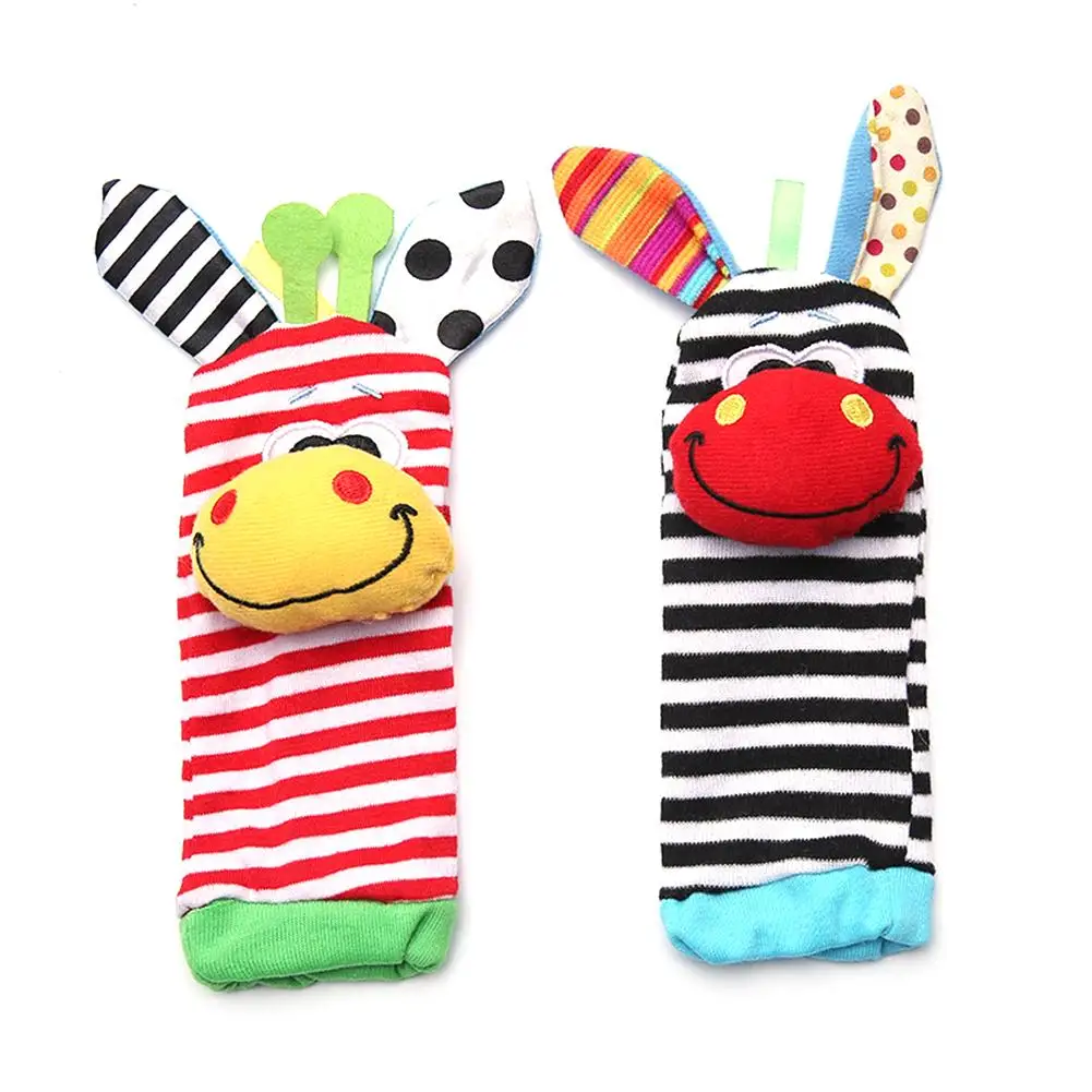 Wrist Strap Rattles Animal Socks Toy New A Pair 2pcs/set Baby Infant Soft Handbells Hand Foot Developmental Toys 0-12Months - Цвет: 1