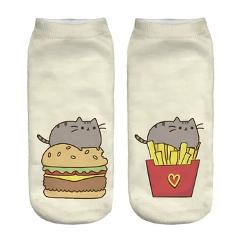 

cat print cartoon straight socks