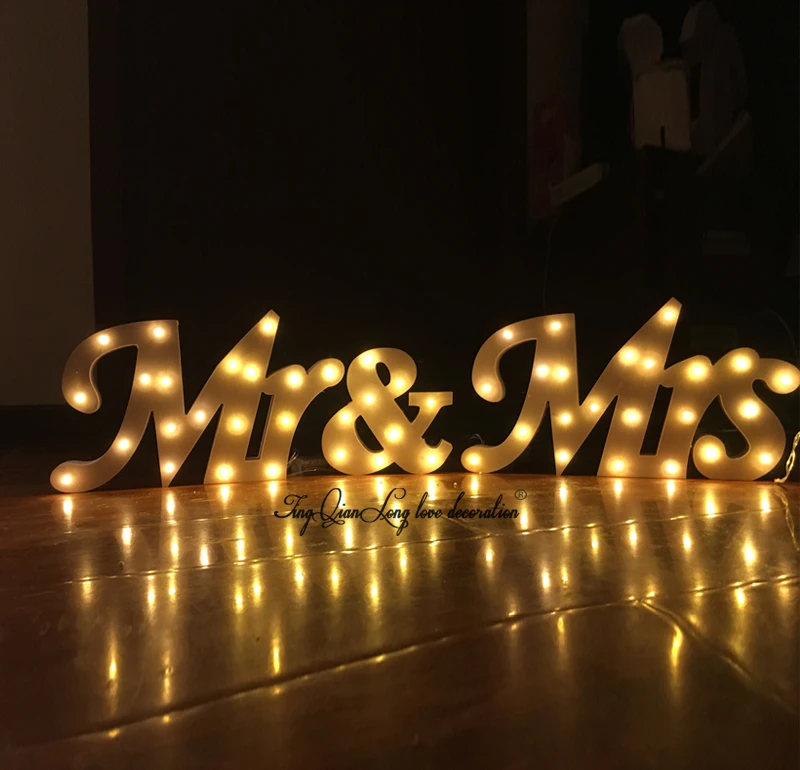 СВЕТОДИОДНЫЕ Буквы Свет MR& MRS signBatteries Работает(не Входит В Комплект) СВЕТОДИОДНЫЙ SignLight Письма и Горит Дом Свадьба знак