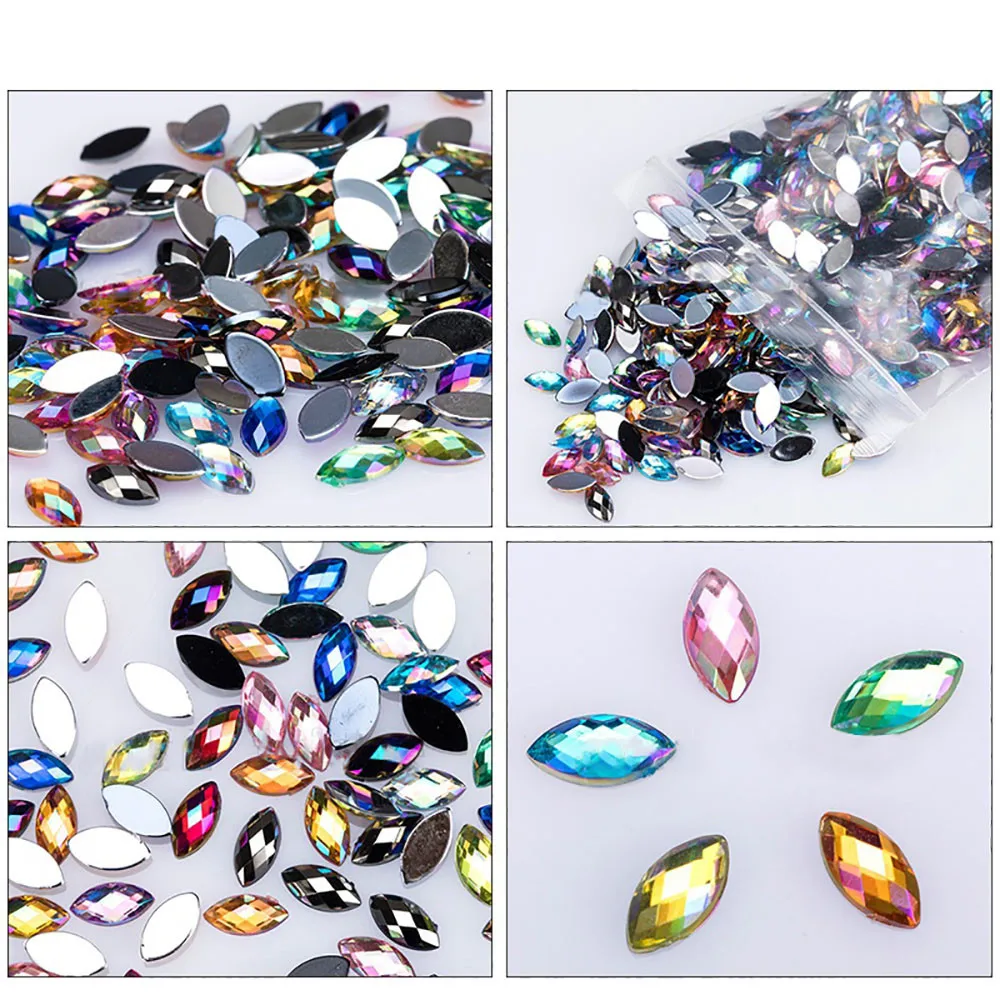 Nail Art Decoration 500Pcs Glitter Horse Eye Rhinestones 3D Nail Art Decorative Glue Acrylic Nail Decoration Manicure#p063