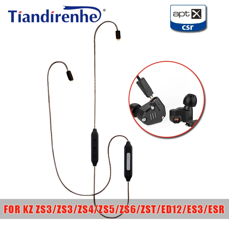 

APT-X Headphone Bluetooth CSR8645 Cable for ZS10 AS10 ZS3 ZS4 ZS5 ZS6 ZST ED12 ES3 ESR Headset Earphone Silver Plated Line