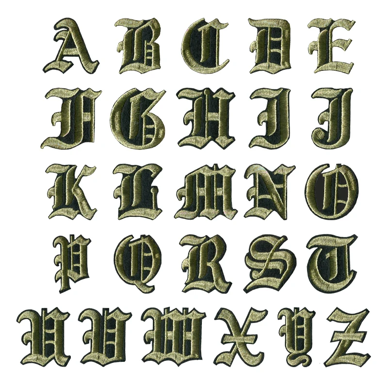 

1PC A-Z 5cm high English Alphabet gold Metal thread Letteres Mixed Embroidered Sew on badges Iron On Patch For Jacket Clothes