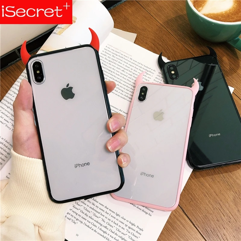 iSecret Cute Devil Horn Case For iPhone XS Max XR XS 6 6S 7 8 Plus Full