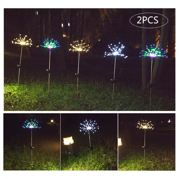

2pcs 90 Solar LED Light Snowflake Dandelion Shape Grass Fireworks Lamp Outdoor Lawn Garden Lights HG99