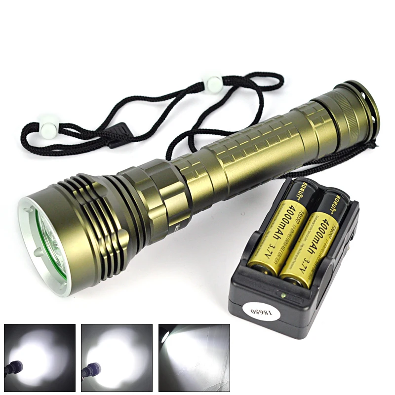 

100M Underwater Flash Light 9800Lm 5 x XM-L L2 LED Diving 18650 Flashlight  5 Linternas LED Waterproof Torch+Battery/Charger