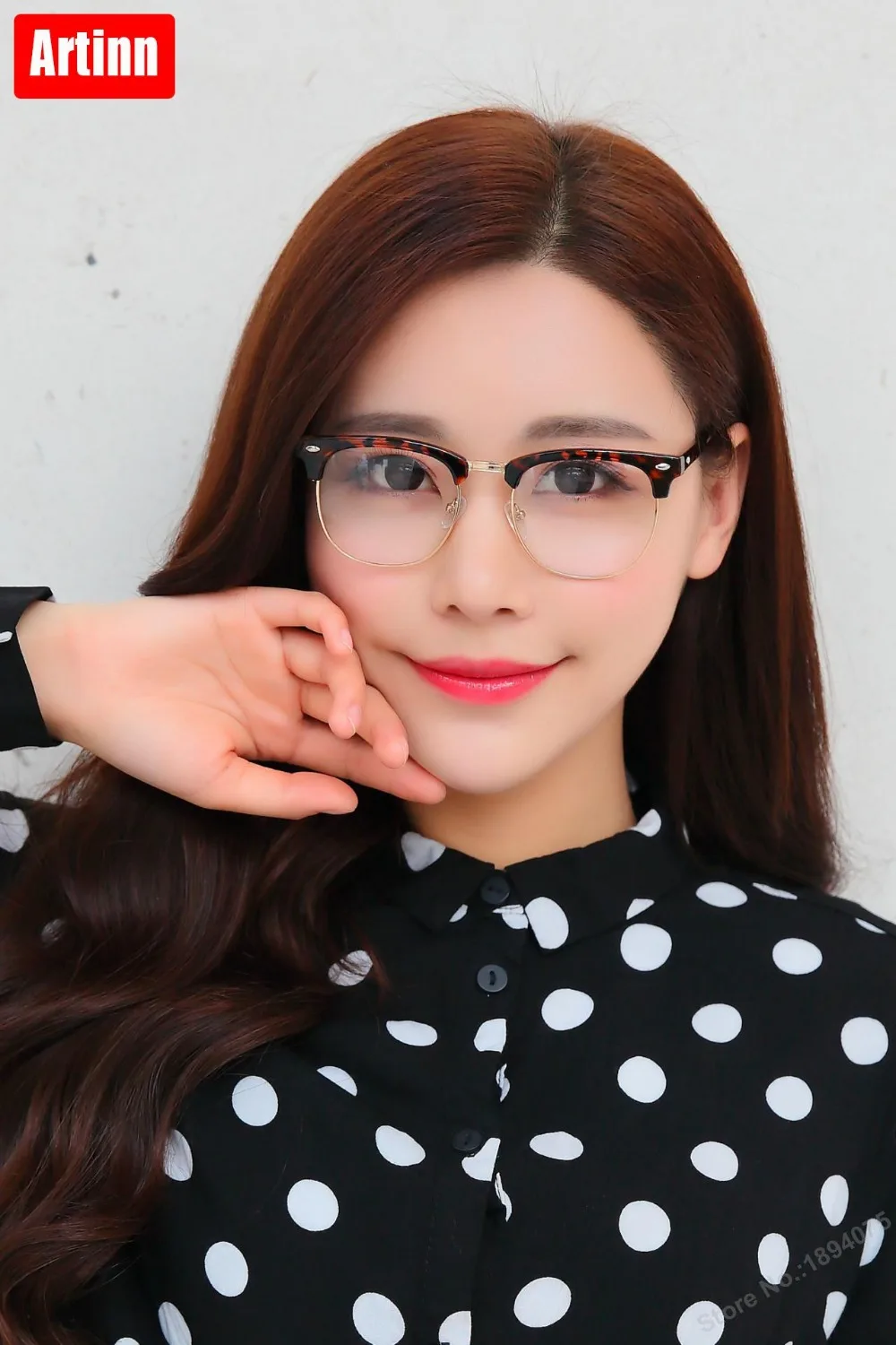 Buy Fashion glasses New personality simple half frame