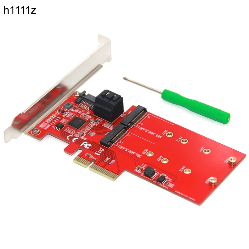 M2 SATA Raid контроллер карты PCI Express X4 на 2 порта 3 0 6 Гбит/с + M.2 NGFF SSD B Key Поддержка RAID0 RAID1