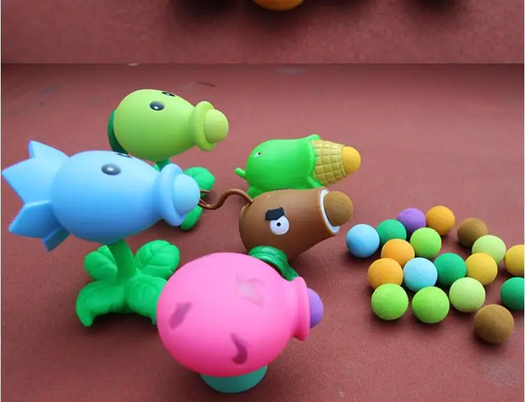

20pcs Game PVZ the Plants vs Zombies Peashooter PVC Action Figure Model marbles Plants vs Zombies soft bullet accessories