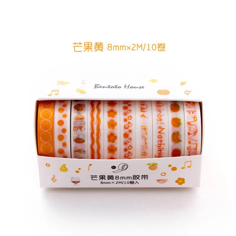 10 рулонов/набор Васи набор маскировочной клейкой ленты животные фрукты бумага Маскировочные ленты японский 15 мм x 5 м васи лента Diy Скрапбукинг наклейка лента - Цвет: Оранжевый