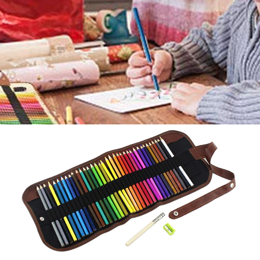

With Sharpener Sketching Art Supplies Drawing Gifts Colored Pencils Set Roll Up School Kids Oily InSoluable Painting