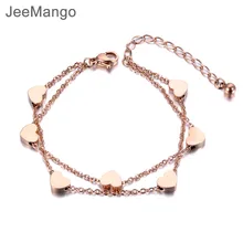 Jeeango сердце Шарм двухслойный браслет для женщин нержавеющая сталь звено цепи Богемия Летний пляж ювелирные изделия B19018