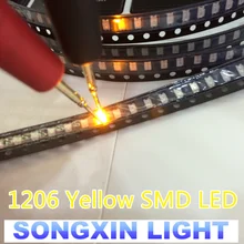 3000 шт. SMD 1206(3216) желтый Поверхностное монтаж smt светодиодный чип ультра яркий светильник светодиод лампы электронные компоненты для PCB