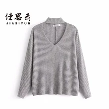 JIASIYUN Spring Fashion Women Sweater V Neck Sweater Women Sexy Batwing Sleeves Bottoming Solid Color Pullover