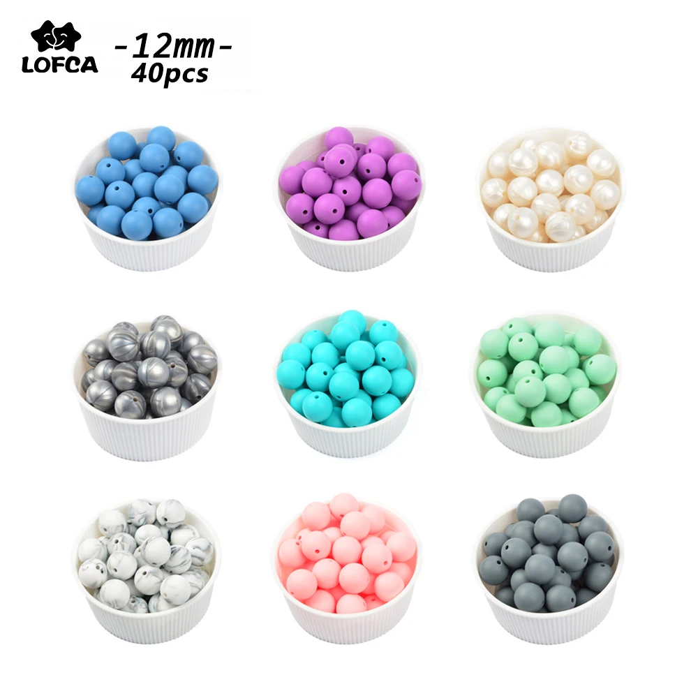 

LOFCA 40pcs 12mm Silicone Beads Teething Chew Beads Food Grade Teether Necklace BPA Free Diy Jewelry Baby Teether Toy Pacifier