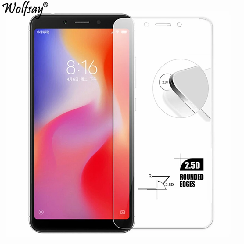 2 pcs الهاتف الزجاج Xiaomi Redmi 6A واقي للشاشة فيلم الزجاج المقسى ل Xiaomi Redmi 6A الزجاج ل Xiaomi Redmi 6 فيلم Wolfsay