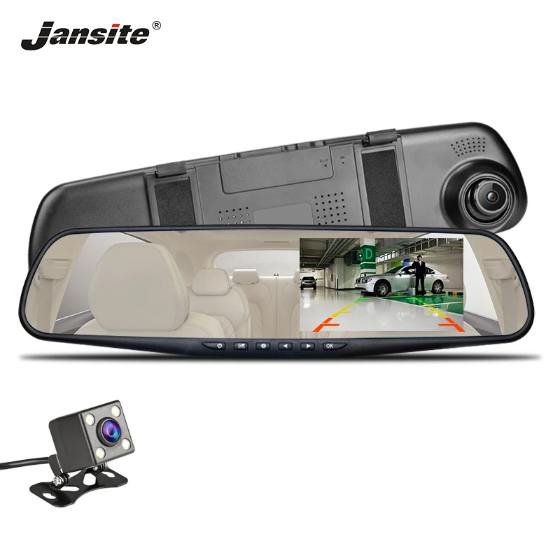 

2019 New Jansite Car DVR Dual Lens Dash Camera 4.3 inch Full HD 1080P Video Recorder Rearview White Mirror Auto Registrator