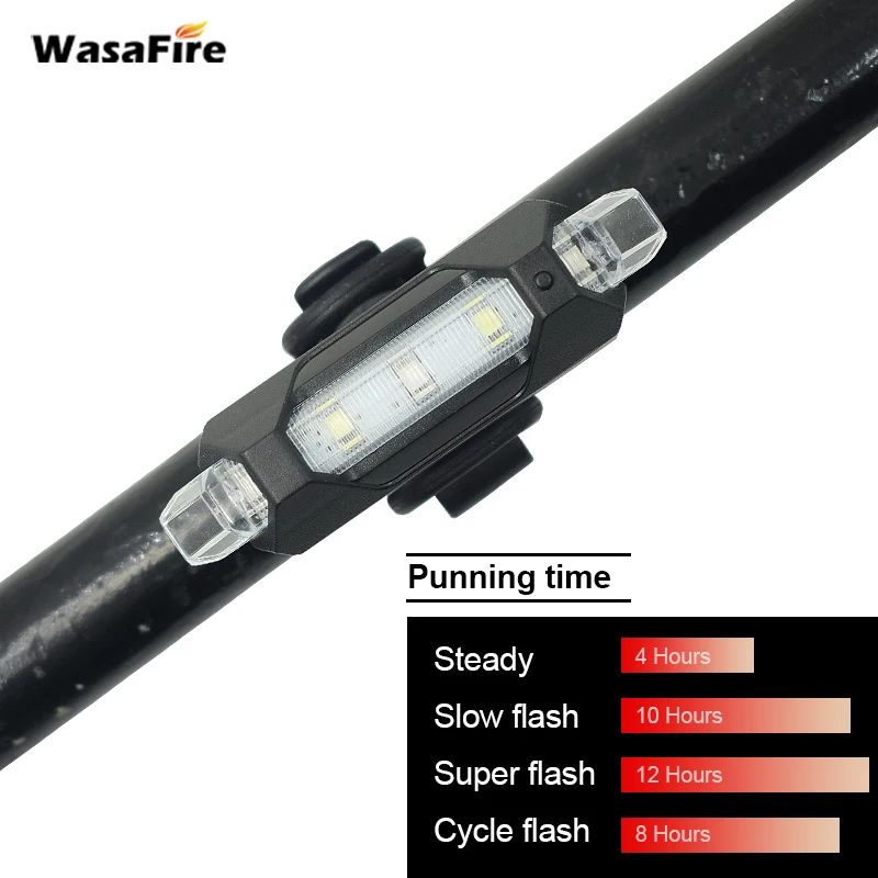 Perfect WasaFire New Bicycle Rear Light Fietsverlichting Red Blue Bike Tail Light Luz Bicicleta Farol Bike Led Lanterna Cycling Light 6