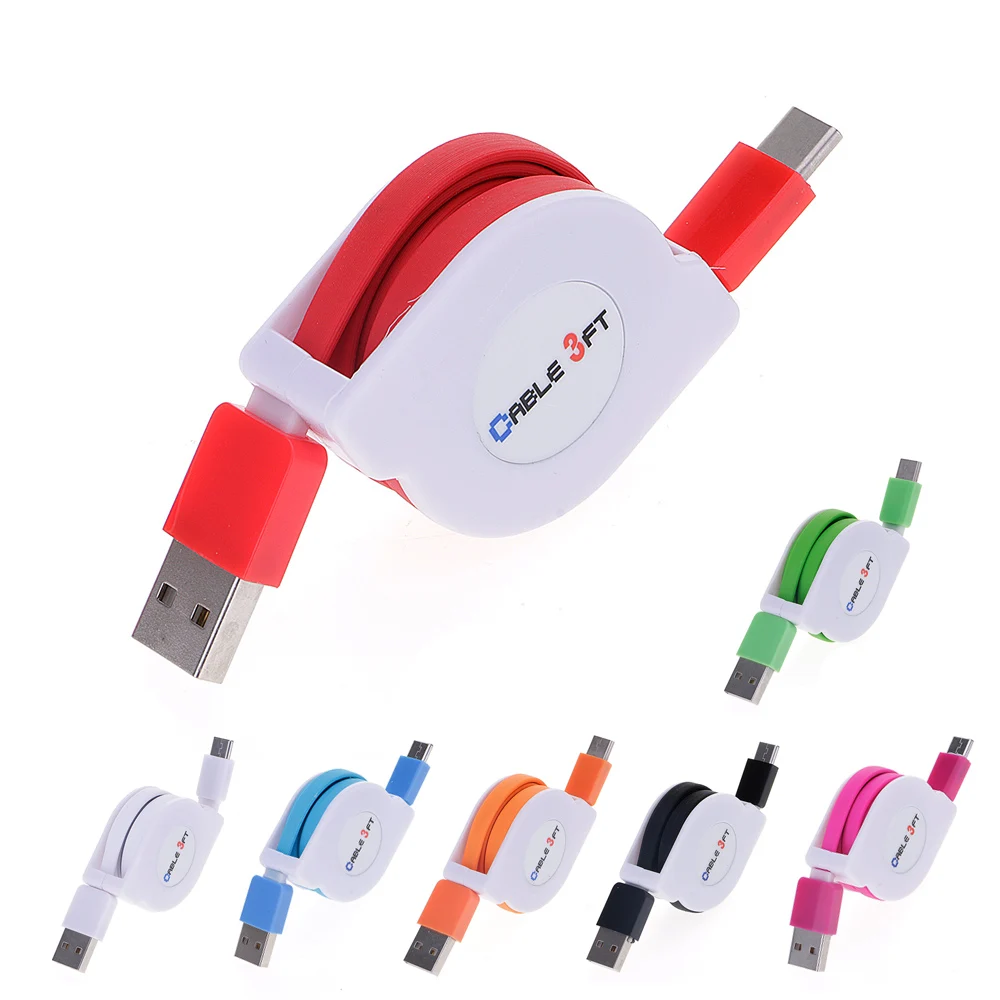 

New 1M Retractable USB 3.1 Type C Data Sync Charger Cable for Samsung