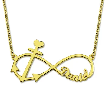 

Wholesale Infinity Anchor Necklace with Name Gold Color Infinity Pendant Women Jewelry