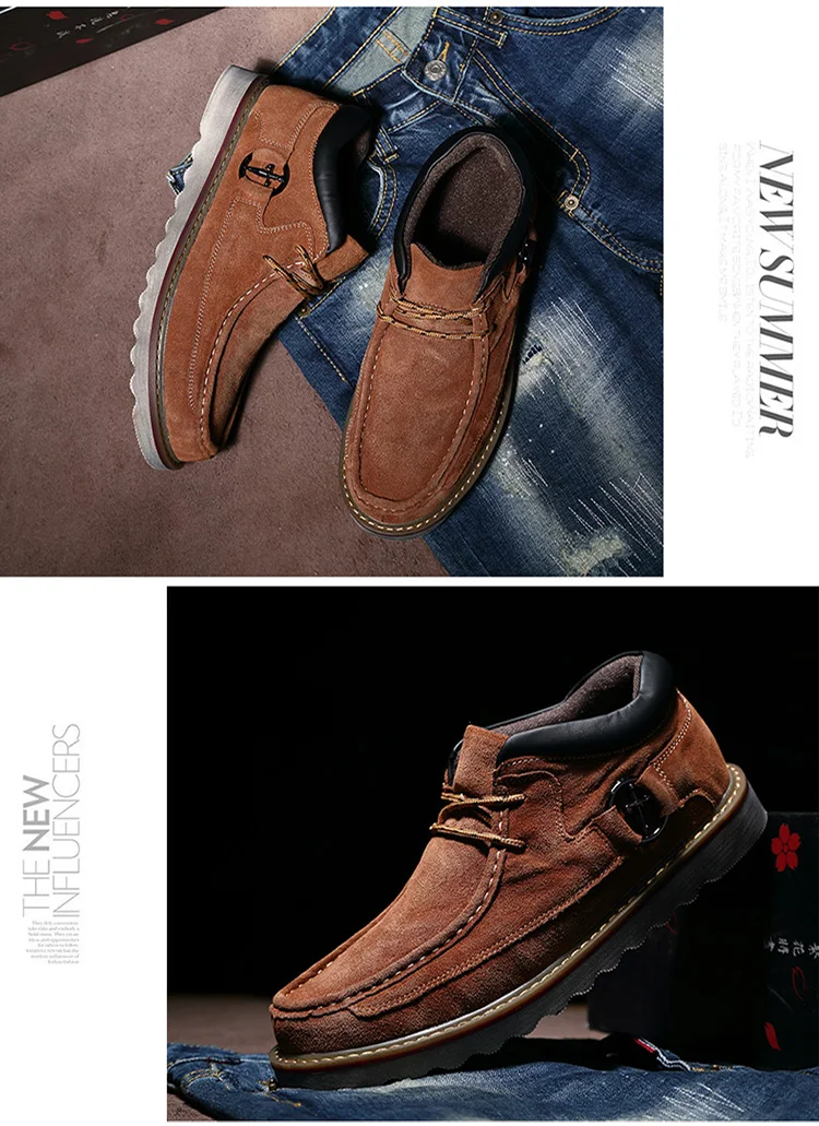Новые кожаные мужские ботинки больших размеров зимняя мужская обувь ботильоны мужская зимняя обувь осенние мужские Ботинки martin в ковбойском стиле на меху, бархатные на плоской подошве
