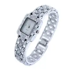 Sanwood/Мода прямоугольник циферблат горный хрусталь сплава группы леди Для женщин подарок аналоговые наручные часы