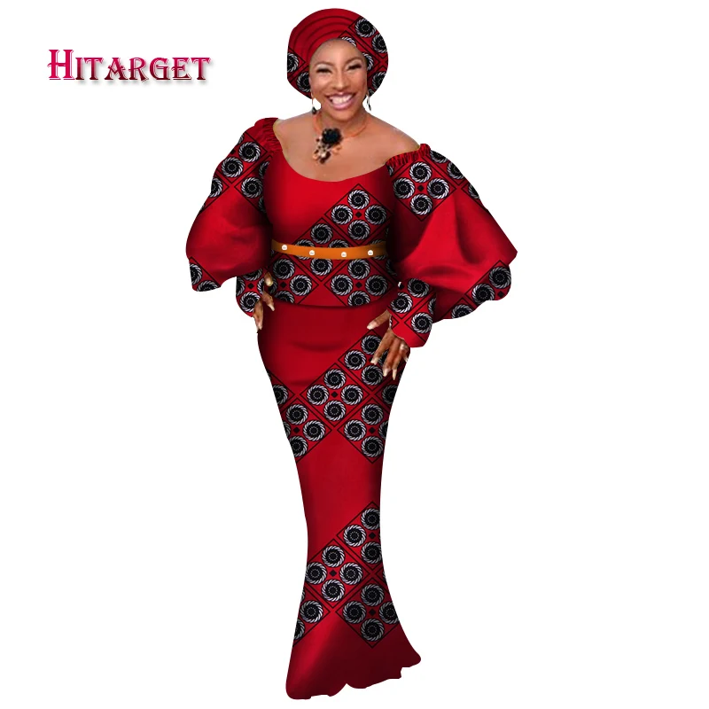 

Hitarget African Women 3 Pieces Sets Dashiki Cotton Print Wax Crop Top+Skirt Set+Head Scarf african clothing customizable WY3770