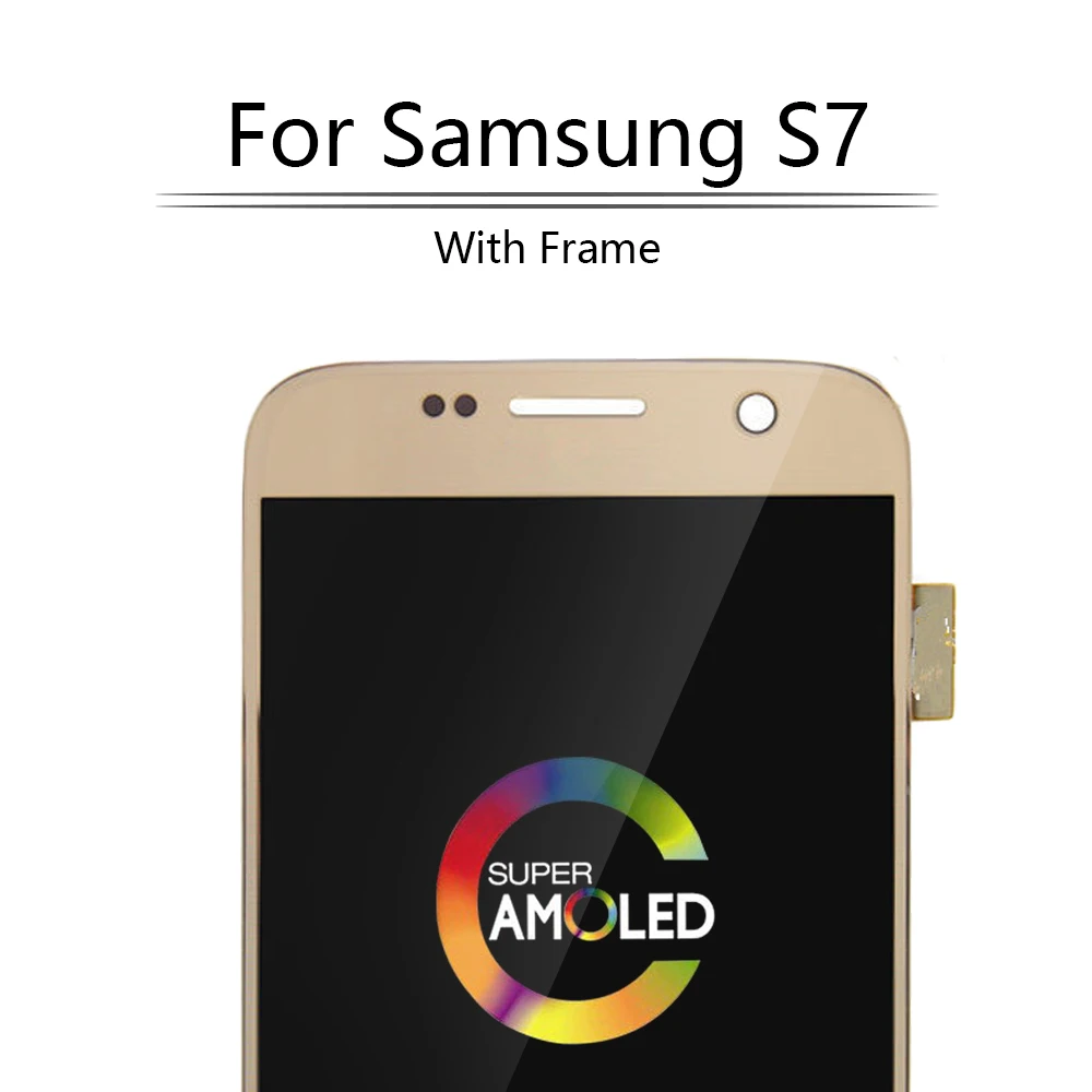 AMOLED для samsung Galaxy S7 lcd дигитайзер дисплей сенсорный экран с рамкой для samsung S7 G930 G930A G930F ЖК-экран в сборке
