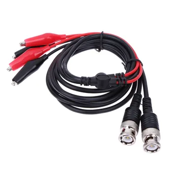 

High Quality 2pcs 110cm BNC Q9 to Dual Alligator Clip Oscilloscope Test Probe Leads Wire Connector Wholeasle