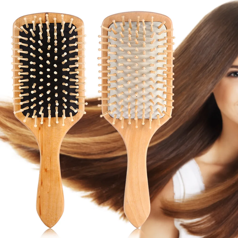 

Natural Wooden Combs Hair Brush Paddle Hair Scalp Care Healthy Cushion Airbag Massage Hairbrush Barber Hairdressing Styling Tool