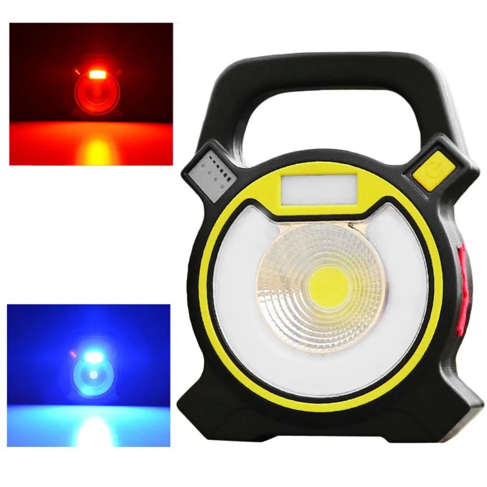 

30W COB LED Floodlight 4 Lighting Modes USB Rechargeable Blue & Red Flashing Warning Light Camping Emergency Spotlight