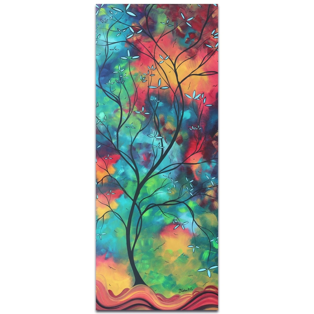 Landscape Painting 'Colored Inspiration' - Abstract Tree Art on Metal