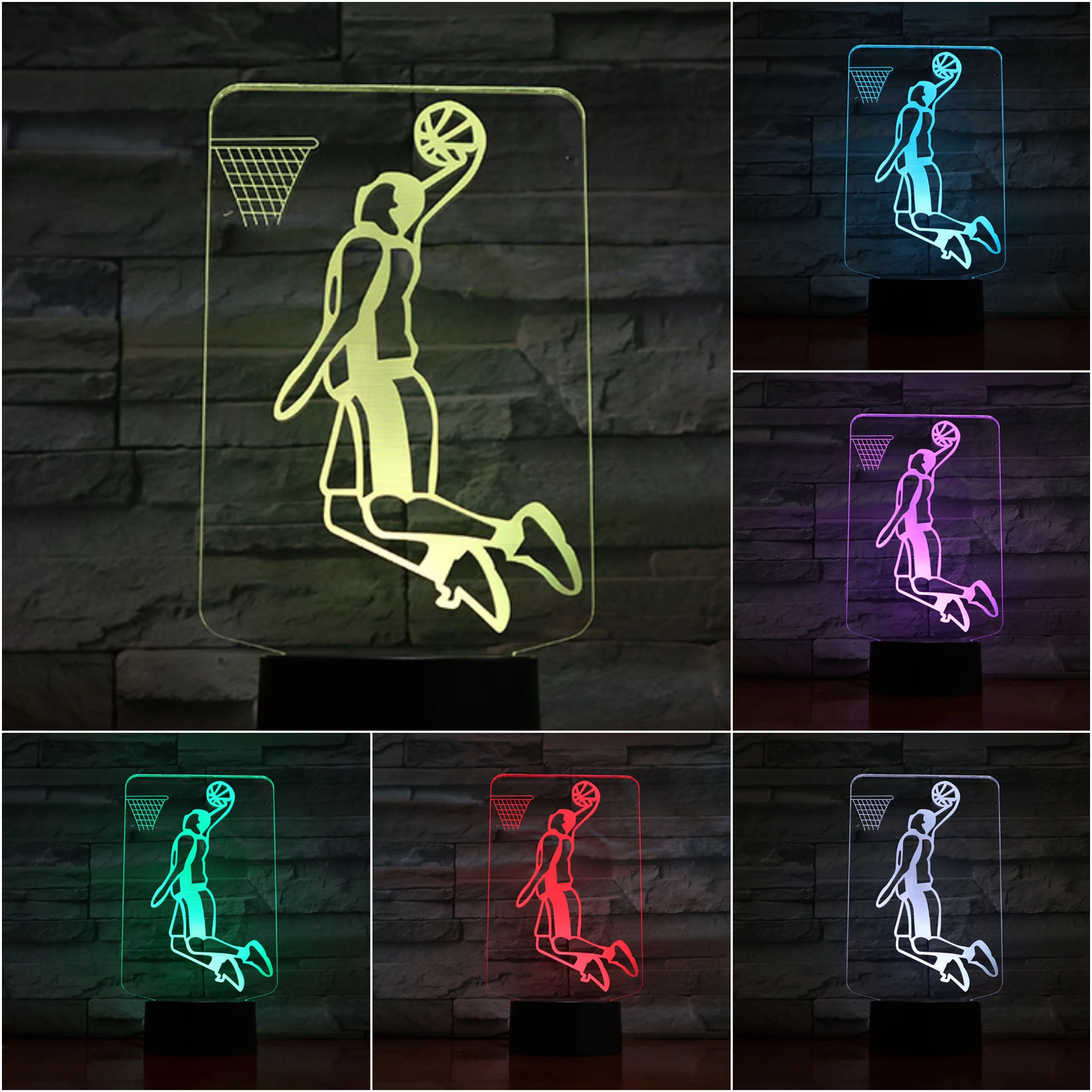 

Basketball Player Action Figure 3d Led Night Light Usb Gece Lambasi Children Kids Gift Baby Nightlight Sports Desk Lamp Bedside