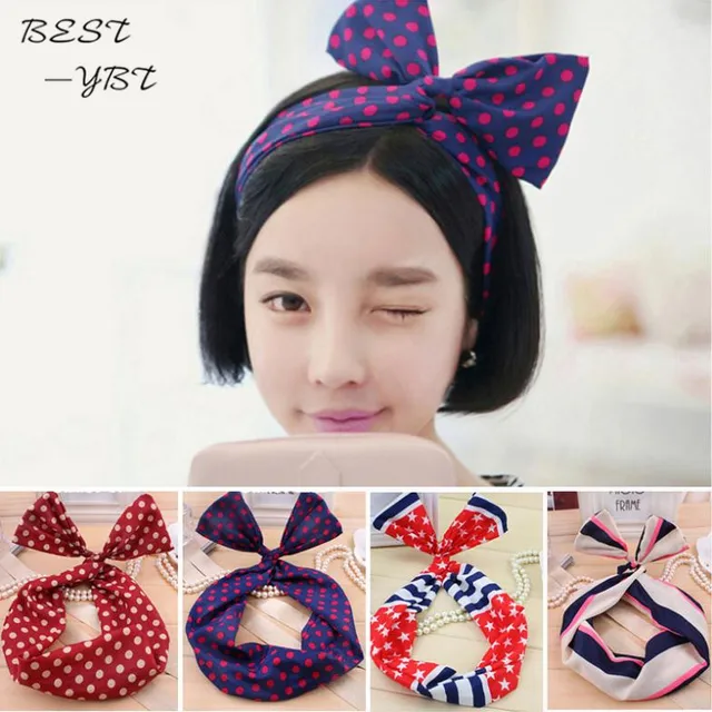 Fashion Korean Women Headbands Bunny Ear Elastic Hair Ties Ropes