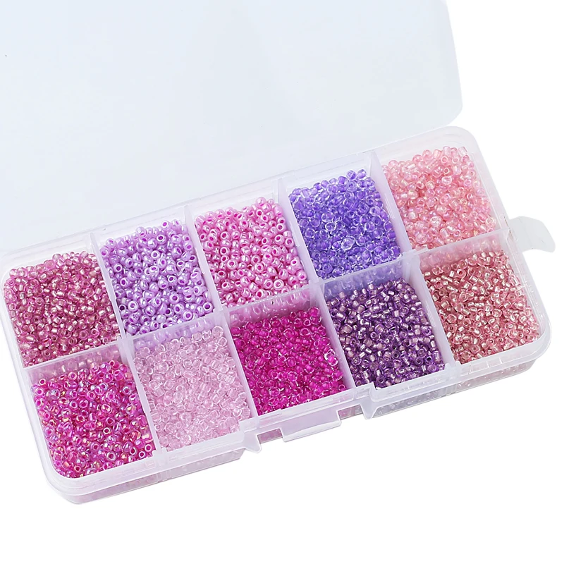 

One Box 10 Colors Mixed 2MM Czech Glass Beads Austria Crystal Seed Round Hole Spacer Beads For Kids DIY Jewelry Making Hot Sale