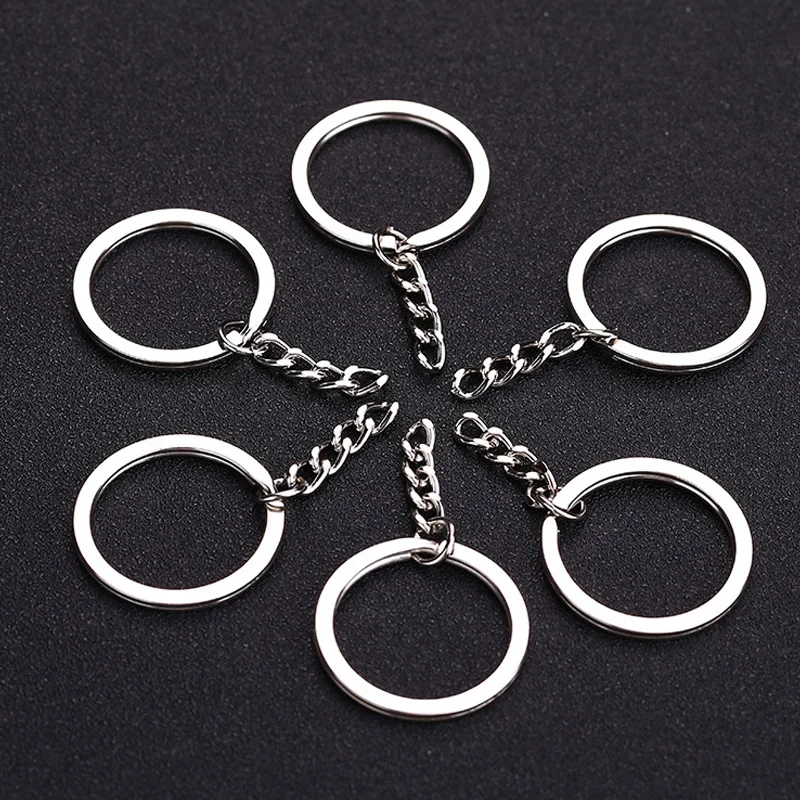 

20pcs/lot Iron Flat Keychain Rings with Extension Chain Ring Connector diy Split Key Ring for Key Chain Jewelry Making Findings