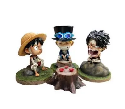 

12cm One piece luffy ace sabo childhood Action Figure Anime Doll PVC New Collection figures toys brinquedos Collection
