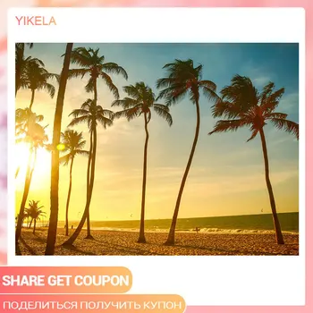 

DIY 5D Square Diamond Embroidery Beach Handmade Diamond Painting Coconut Tree Needlework Mosaic Cross Stitch Home Decoration