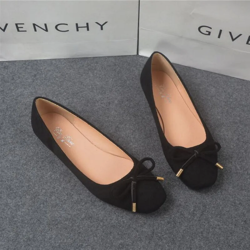 

Spring Summer New women casual flat shoes woman Square toe Ballet Flats loafers peas fashion bow single shoes soft lazy shoes