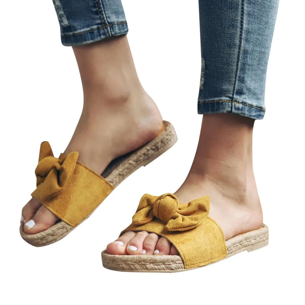 

YOUYEDIAN Rome Women Summer Slippers Ladies Bow Slip on Slipper Butterfly-Knot Slipper Flat Beach Slippers Open Toe Sandals #G3