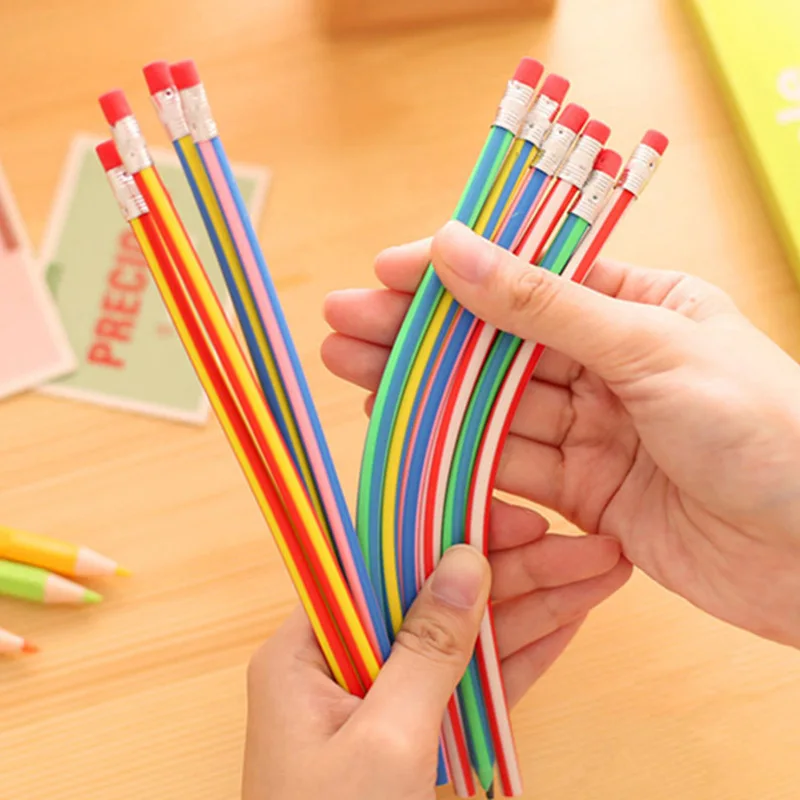 

5Pcs Creative Magic Korea Stationery Colorful Magic Bendy Flexible Soft Pencil with Eraser Student Learning School Office Use