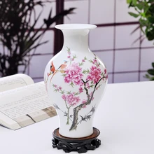 Jingdezhen Ceramic Vase Home Decoration Peach Flower Porcelain Vase Flower Decoration Adornment Handicraft Furnishing Articles