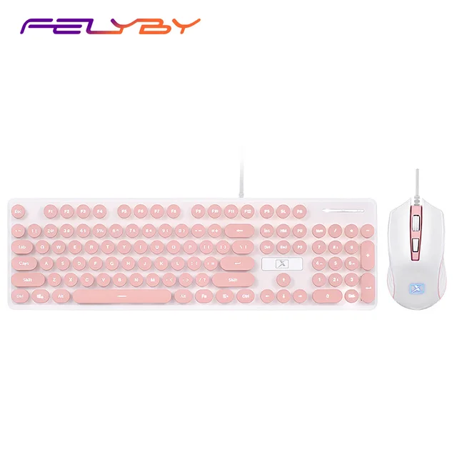 Cheap FELYBY Wired USB Keyboard Mouse Combo N518 104 Keys Backlit Punk Keycap Gaming Keypad &1600DPI Optical Mice for Laptop PC