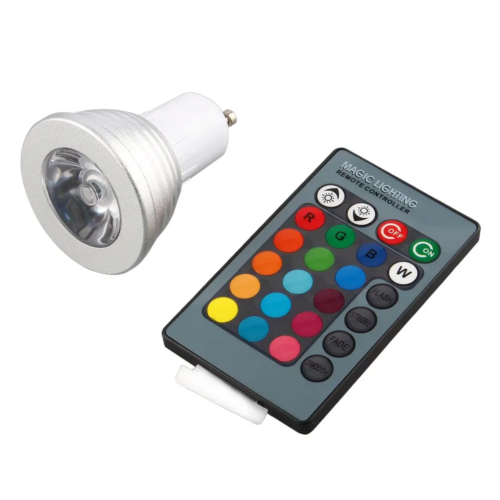 RGB прожекторы E27/GU10/E14 AC: 110-240v MR16 DC: 12v RGB лампа Светодиодная 3 Вт 16 цветов меняющаяся лампа лампочка+ 24-кнопочный ИК-пульт дистанционного управления